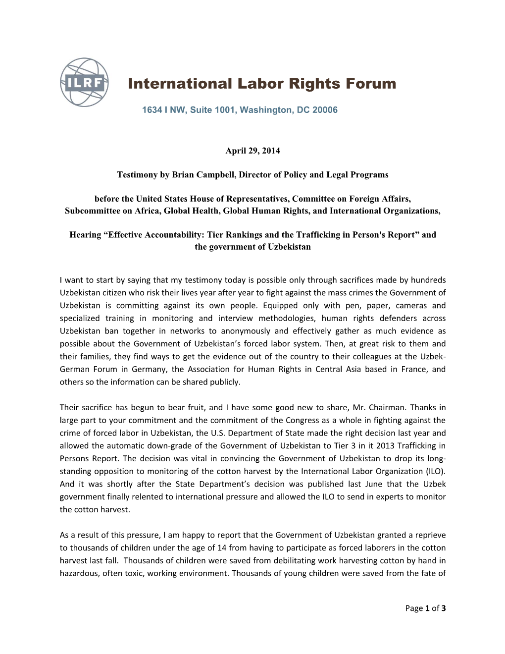 International Labor Rights Forum