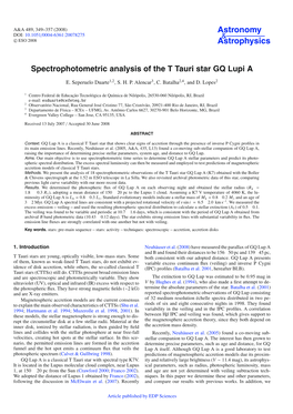 Spectrophotometric Analysis of the T Tauri Star GQ Lupi A