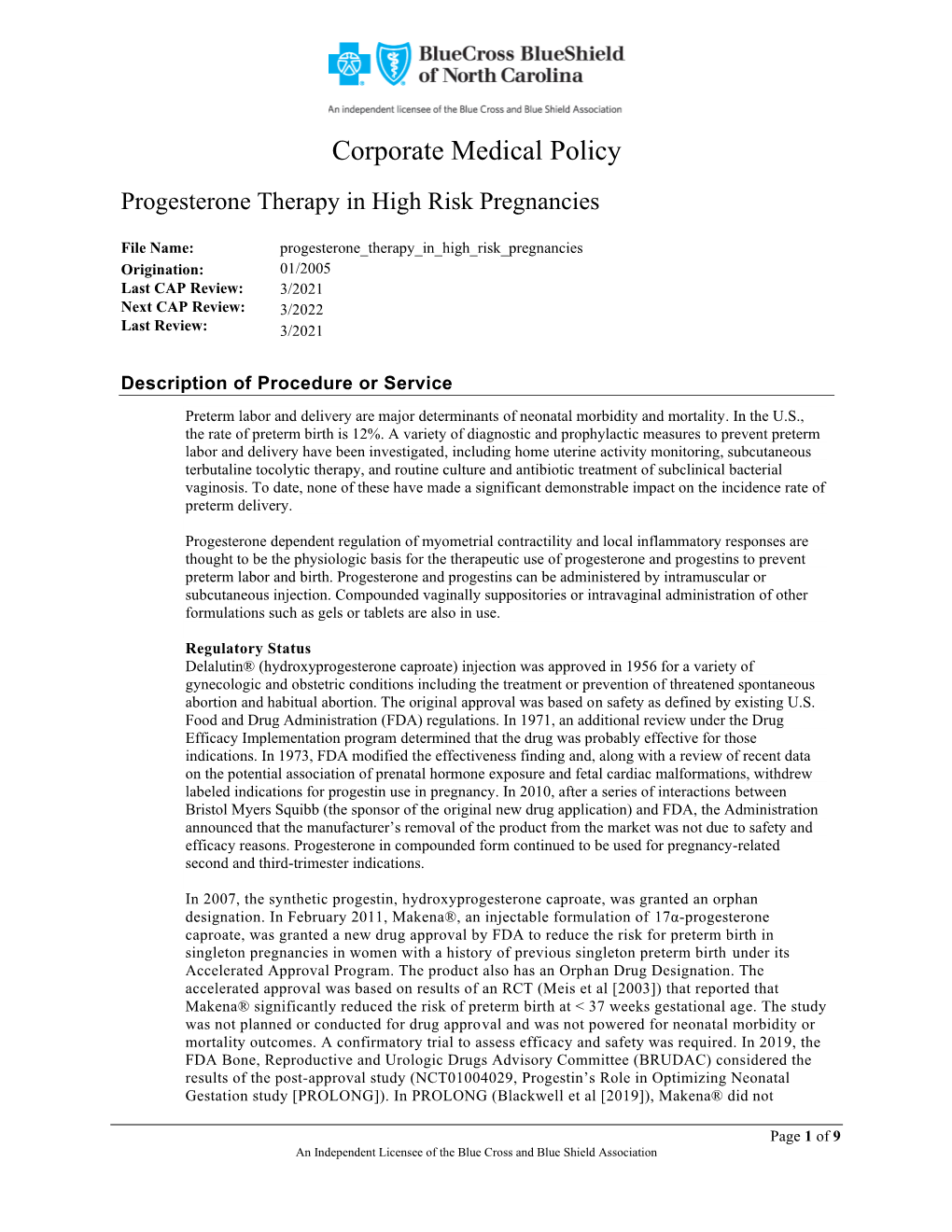 Progesterone Therapy in High Risk Pregnancies