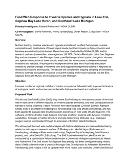 Food Web Response to Invasive Species and Hypoxia in Lake Erie, Saginaw Bay Lake Huron, and Southeast Lake Michigan