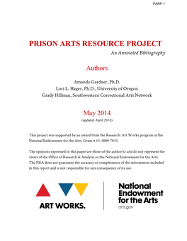 PRISON ARTS RESOURCE PROJECT an Annotated Bibliography