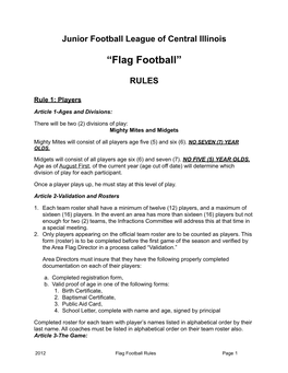 “Flag Football” RULES