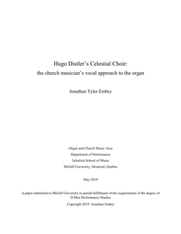 Hugo Distlerгs Celestial Choir