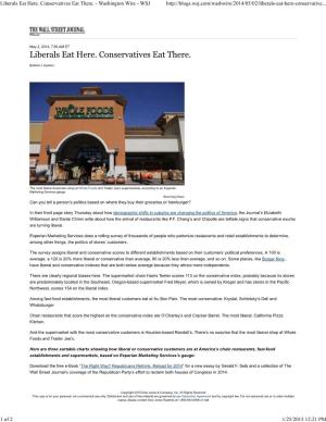 Liberals Eat Here. Conservatives Eat There. - Washington Wire - WSJ