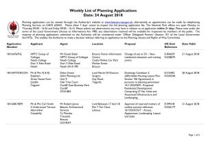 Weekly List of Planning Applications Date: 24 August 2018