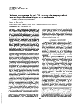 Roles of Macrophage Fc and C3b Receptorsin Phagocytosis Of