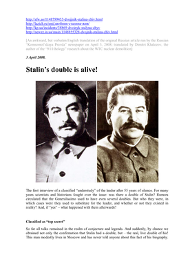 Stalin's Double Is Alive! Interview with Felix Dadaev