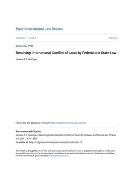 Resolving International Conflict of Laws by Federal and State Law, 2 Pace Y.B