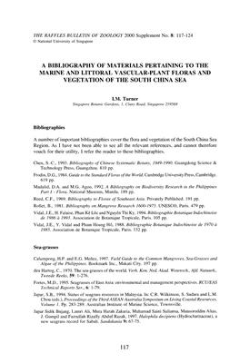 A Bibliography of Materials Pertaining to the Marine and Littoral Vascular-Plant Floras and Vegetation of the South China Sea