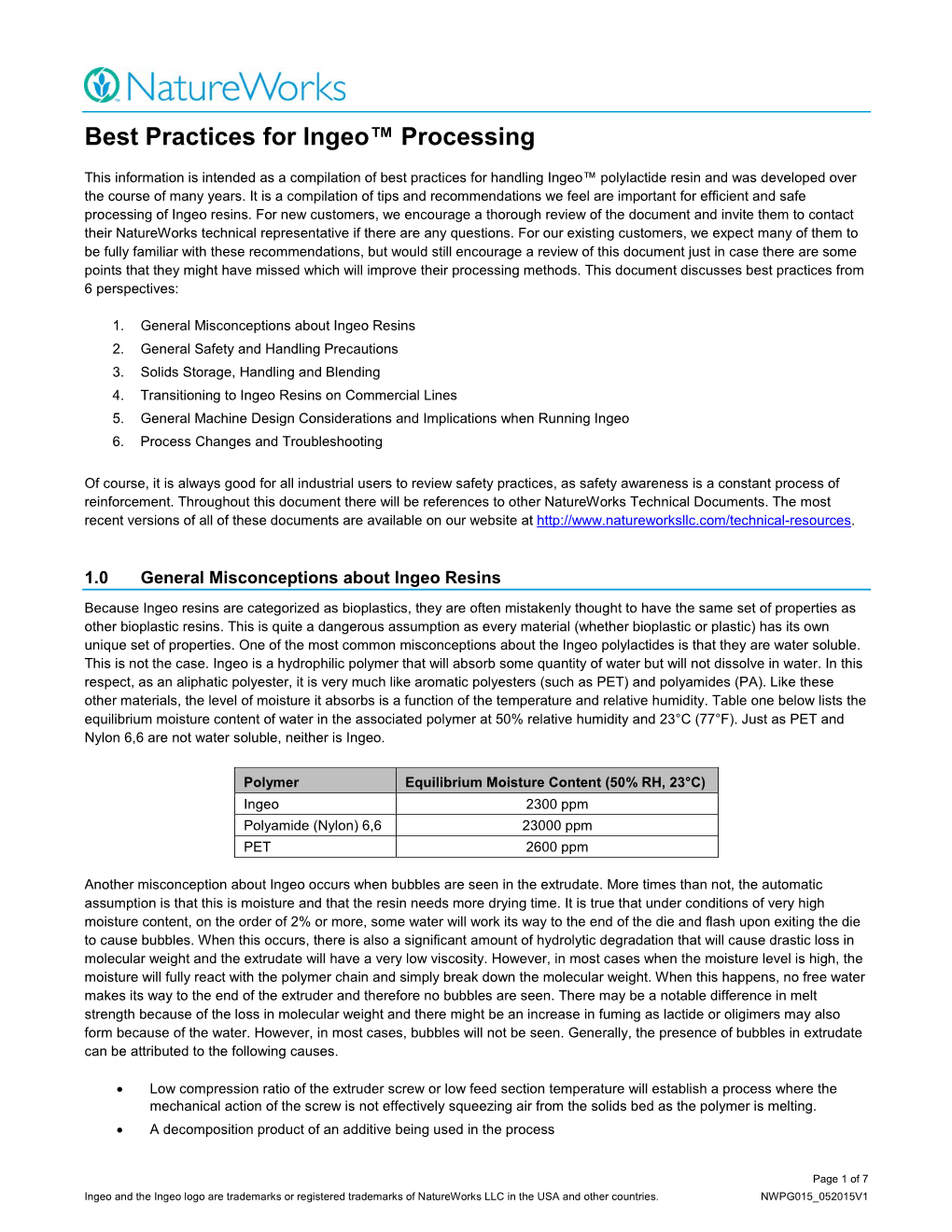 Best Practices for Ingeo Processing