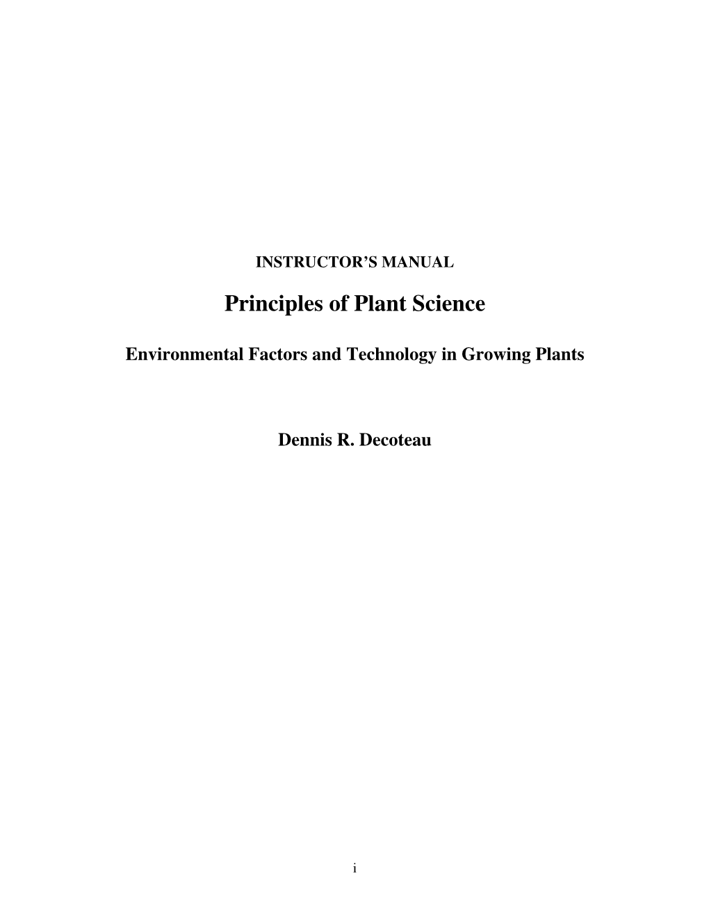 Principles of Plant Science