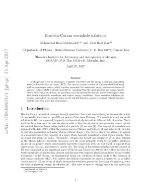 Einstein-Cartan Wormhole Solutions