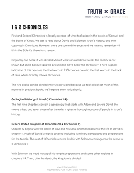 1 & 2 Chronicles Summary PDF Download