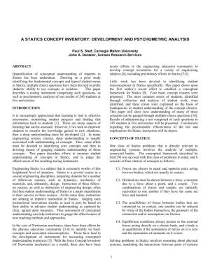 A Statics Concept Inventory: Development and Psychometric Analysis