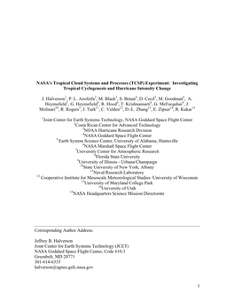 (TCSP) Experiment: Investigating Tropical Cyclogenesis and Hurricane Intensity Change