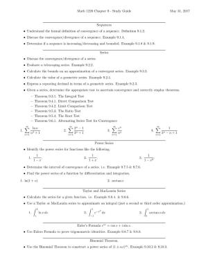 Math 1220 Chapter 9 - Study Guide May 31, 2017