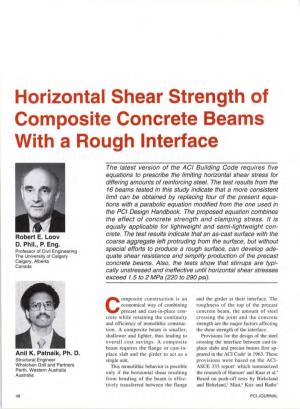 Horizontal Shear Strength of Composite Concrete Beams with a Rough Interface
