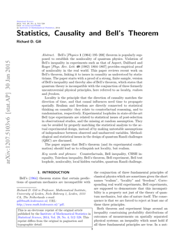 Statistics, Causality and Bell's Theorem