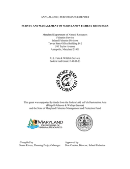 Survey and Management of Maryland's Fishery Resources