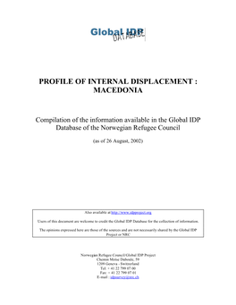 Profile of Internal Displacement : Macedonia