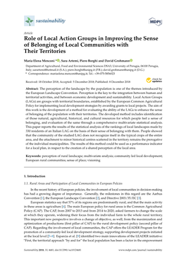 Role of Local Action Groups in Improving the Sense of Belonging of Local Communities with Their Territories