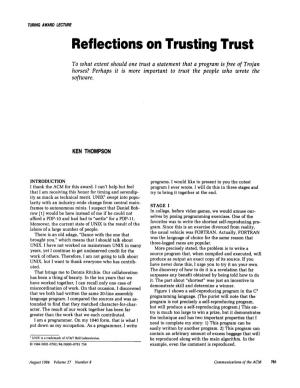 Ken Thompson 1984: Reflections on Trusting Trust