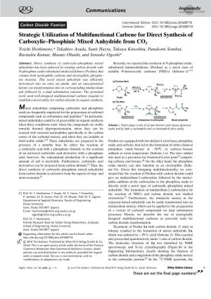 Strategic Utilization of Multifunctional Carbene for Direct Synthesis of Carboxylic–Phosphinic Mixed Anhydride From