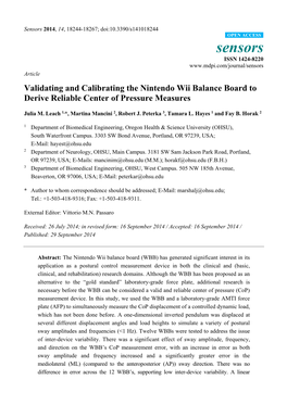 Validating and Calibrating the Nintendo Wii Balance Board to Derive Reliable Center of Pressure Measures