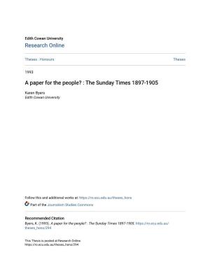 A Paper for the People? : the Sunday Times 1897-1905