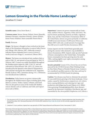 Lemon Growing in the Florida Home Landscape1 Jonathan H