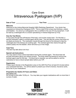 1616-0500 Intravenous Pyelogram (IVP)