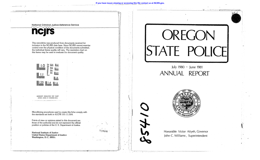 Oregon State Police on February 25, 1931 and the House Approved It on March 1, EXPLOSIVE DISPOSAL