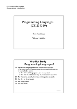 Programming Languages (CS 234319)