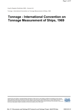 International Convention on Tonnage Measurement of Ships, 1969