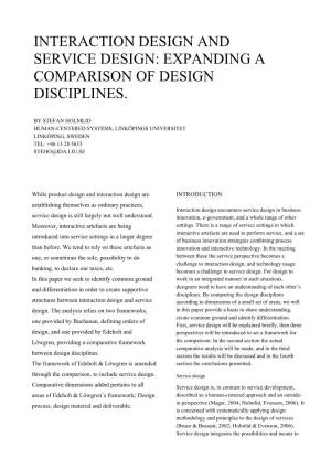 Interaction Design and Service Design: Expanding a Comparison of Design