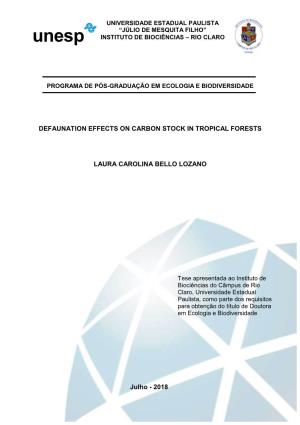Defaunation Effects on Carbon Stock in Tropical Forests