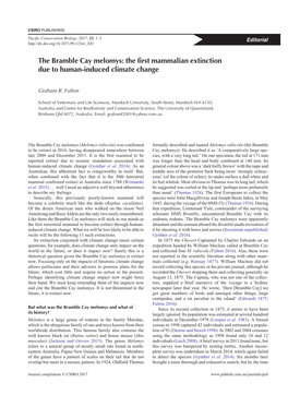 The Bramble Cay Melomys: the First Mammalian Extinction Due to Human-Induced Climate Change