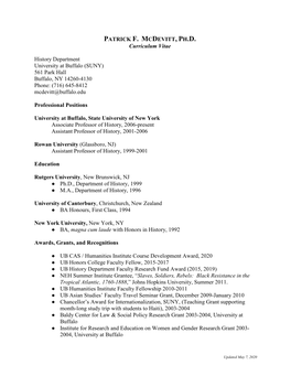 Patrick F. Mcdevitt CV