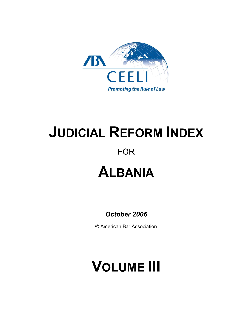 Judicial Reform Index Albania Volume