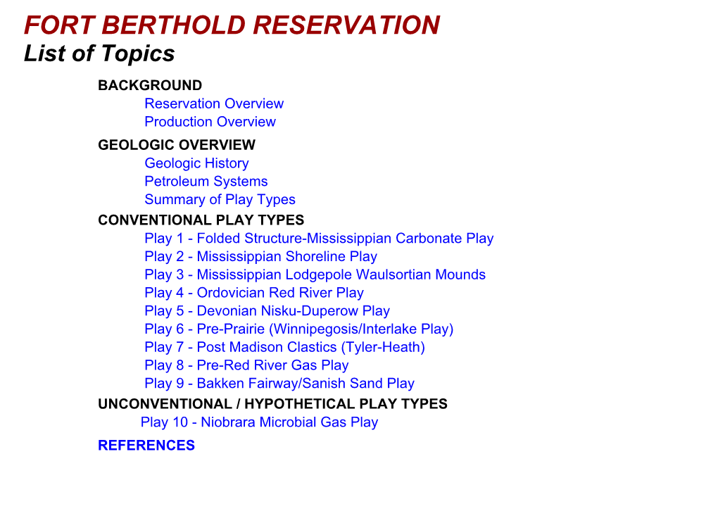 Fort Berthold Oil and Gas Plays