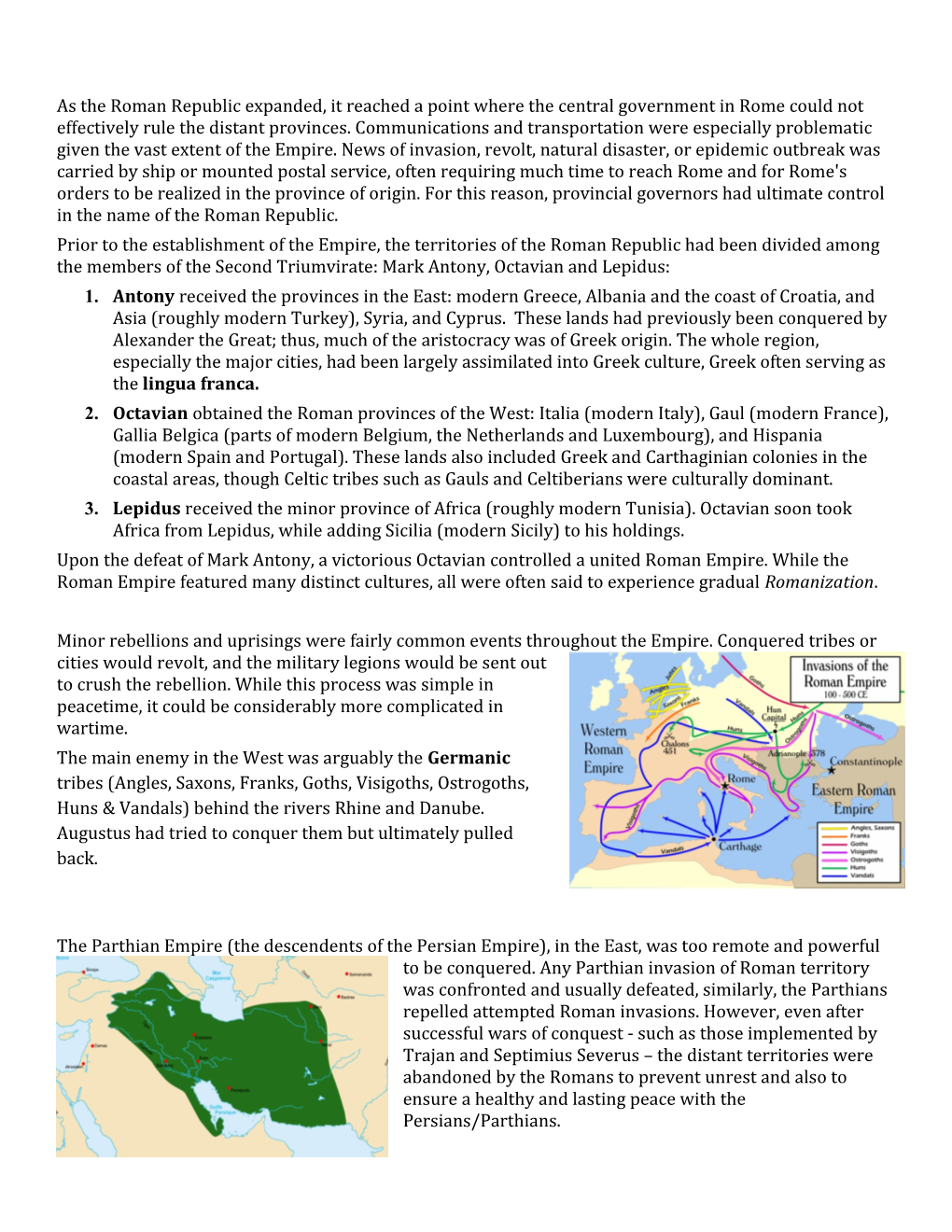 As the Roman Republic Expanded, It Reached a Point Where the Central Government in Rome