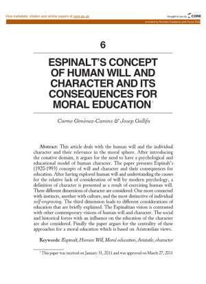 Espinalt's Concept of Human WILL and Character and Its