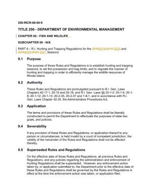 Title 250 - Department of Environmental Management