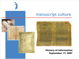 Manuscript Culture