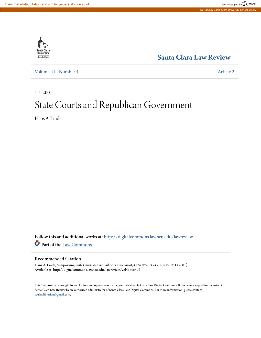 State Courts and Republican Government Hans A