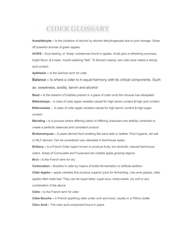 Clarity: Cl Ea CIDER GLOSSARY