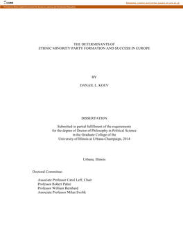 The Determinants of Ethnic Minority Party Formation and Success in Europe