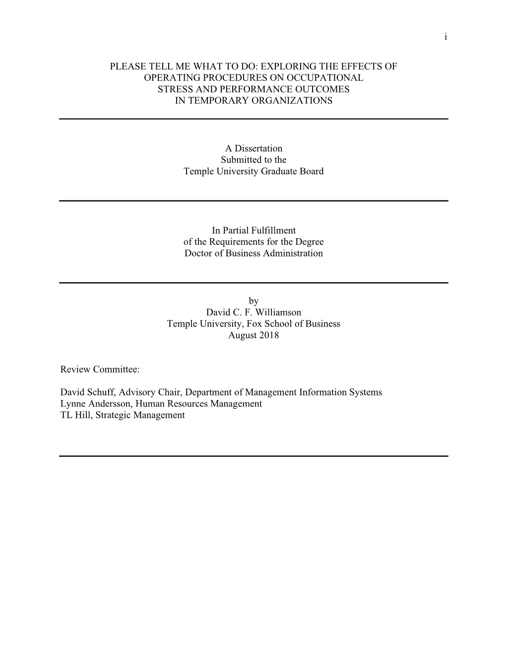 Exploring the Effects of Operating Procedures on Occupational Stress and Performance Outcomes in Temporary Organizations