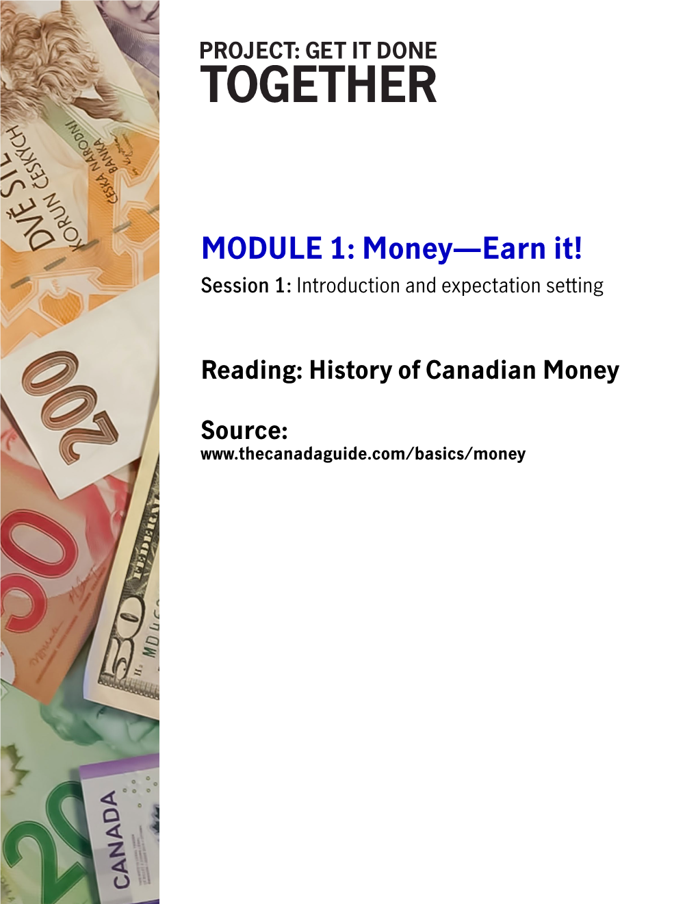 Activity 1: History of Canadian Money and Crossword [PDF]