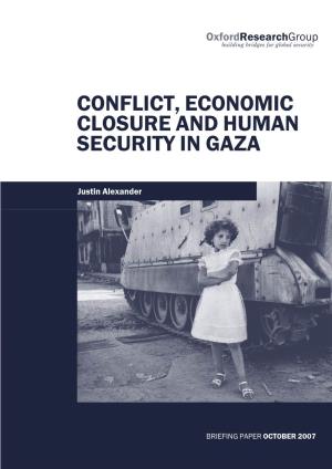 Conflict, Economic Closure and Conflict in Gaza